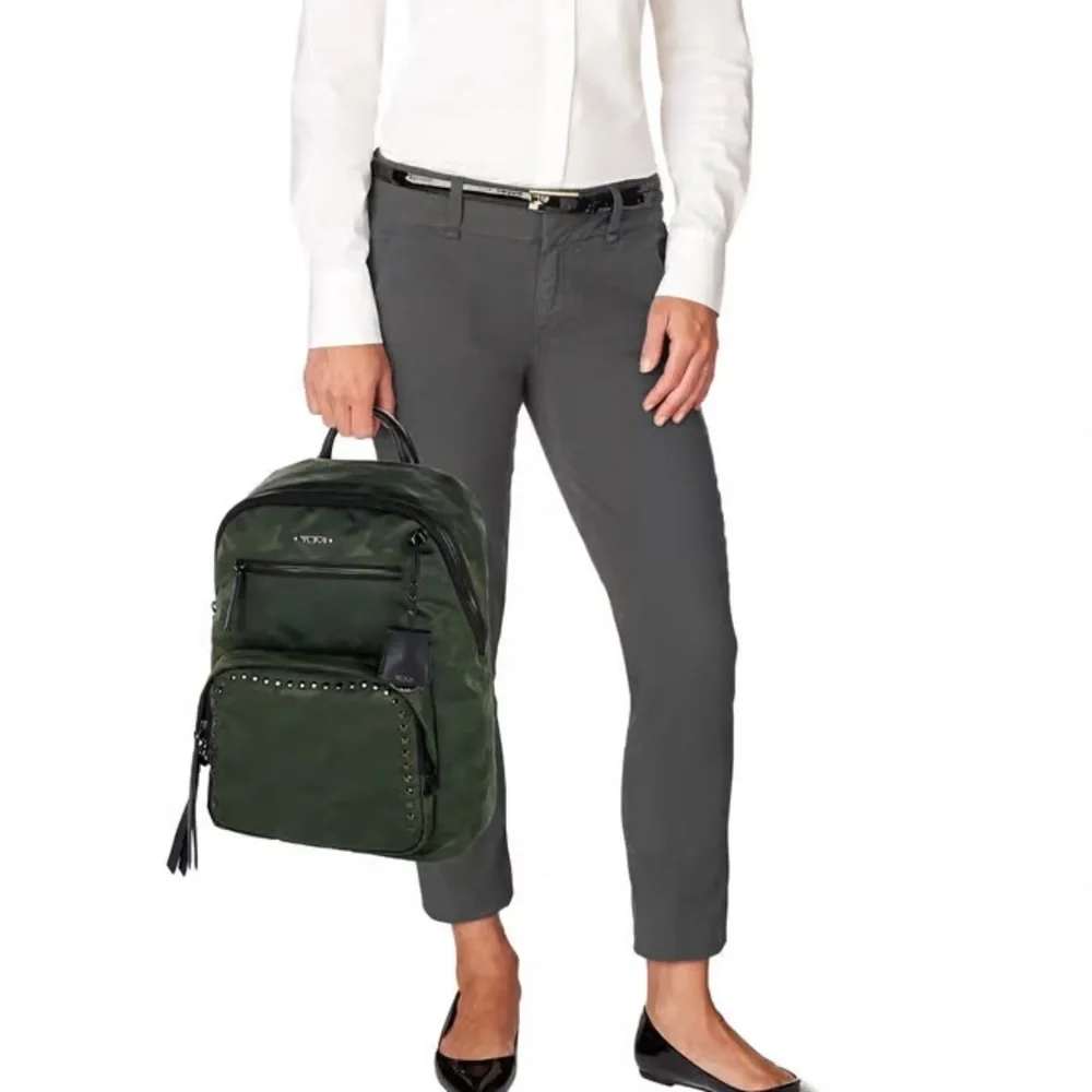 Rare Tumi Voyageur Studded Hagen Backpack in Green/Forest Camo Black Hardware